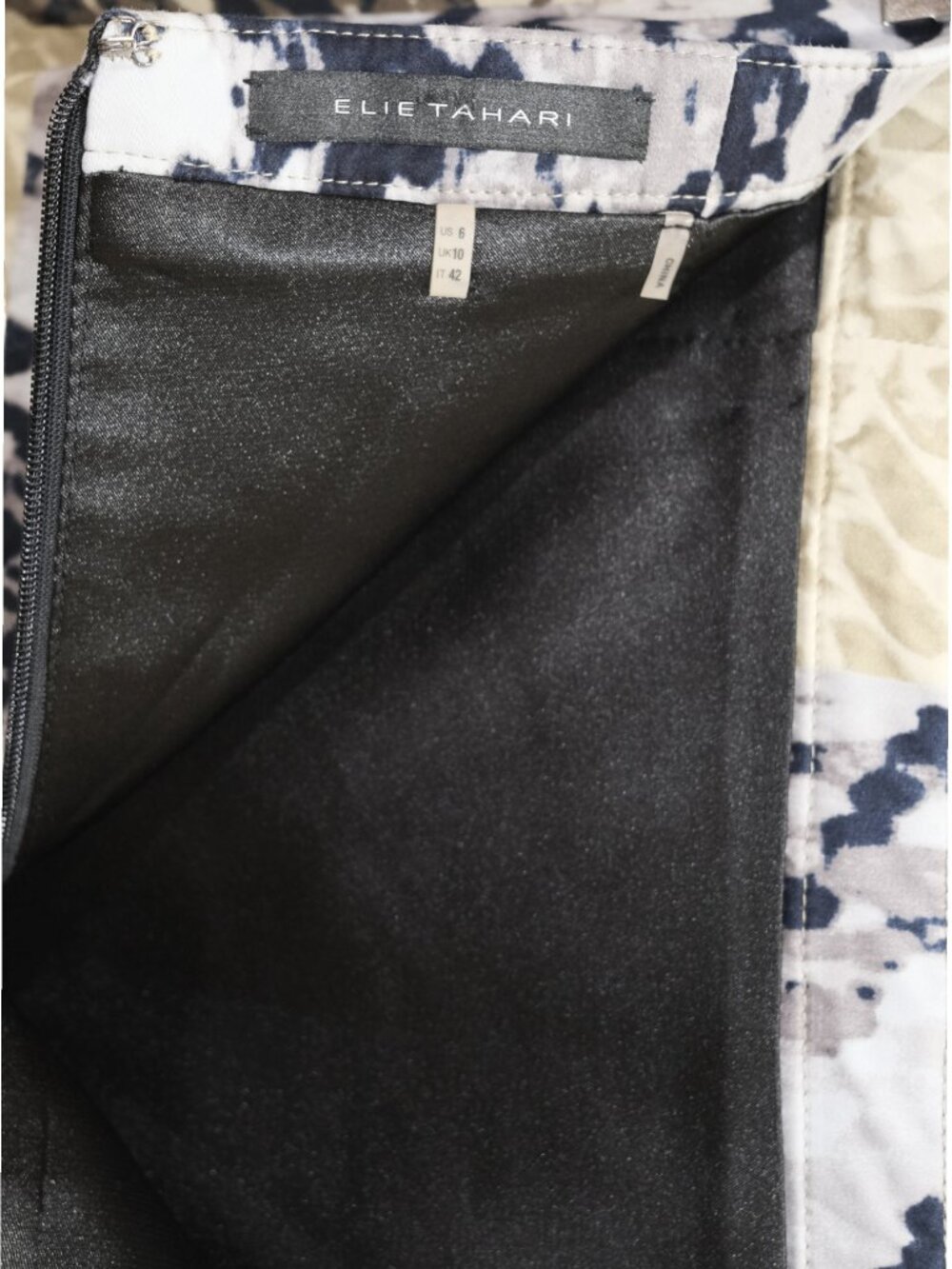 Elie Tehari Multi-Pattern Color Blocked Pencil Skirt - Size 6 - Picture 7 of 16